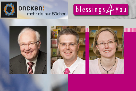 Heinz Sager (links) vom Oncken-Verlag in Kassel und die Geschäftsführer von »Blessings 4 you« aus Stuttgart, Angela May und Tobias Blessing